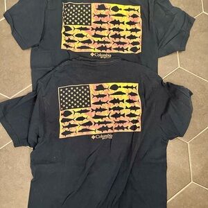 Columbia Navy Medium Short Sleeve Tee Fish Flag bundle